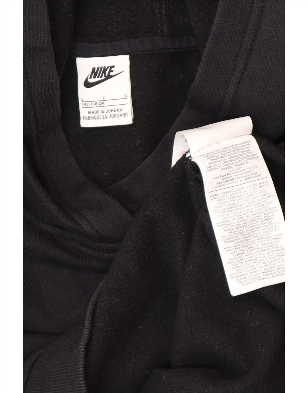 Jumper com capuz Nike Boys 12-13 anos grande algodão preto