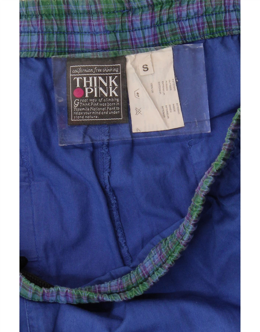 THINK PINK Calça masculina Calanque Graphic Chino pequena W29 L28 azul xadrez