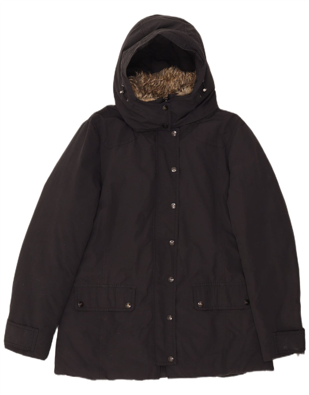 Jaqueta acolchoada com capuz feminina LEE UK 16 grande poliéster preto
