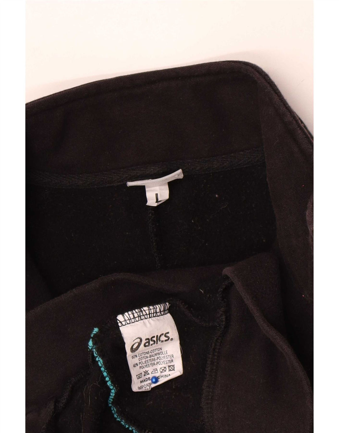 Asics Womens Tracksuit Top Jacket UK 16 Grande Algodão Preto