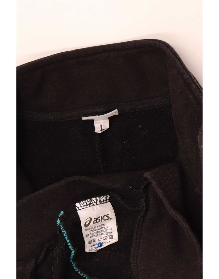 Asics Womens Tracksuit Top Jacket UK 16 Grande Algodão Preto