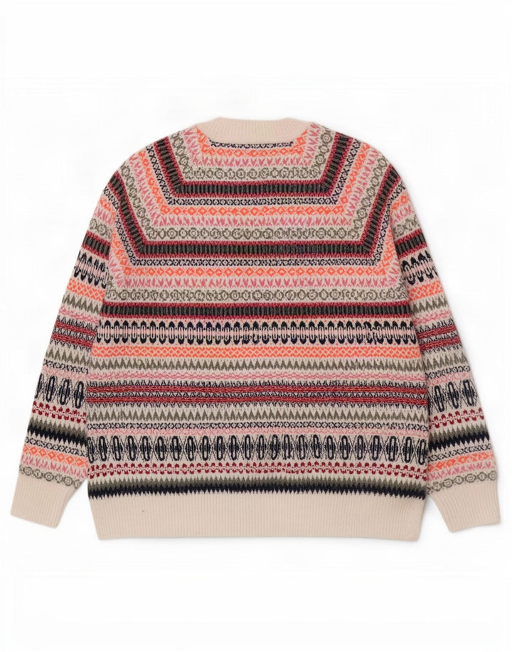 Suéter masculino Marks & Spencer com gola canoa grande multicolorido Fair Isle