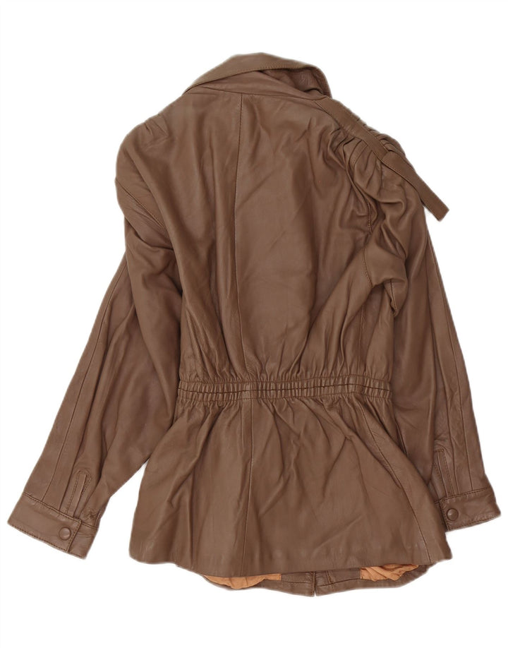 Jaqueta de couro feminina vintage IT 38 XS marrom