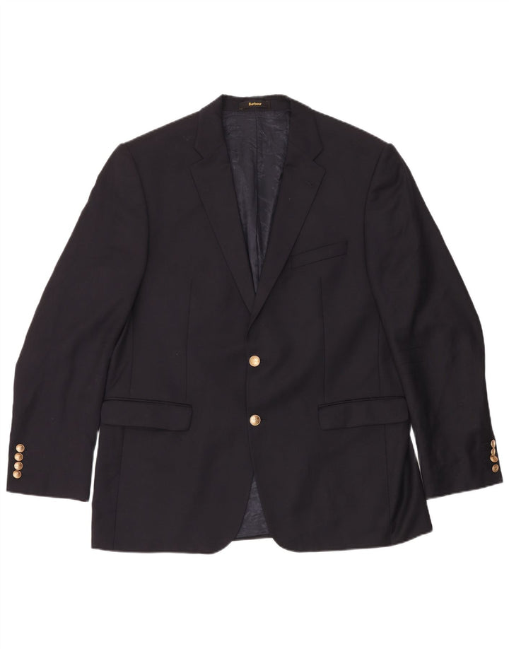 Jaqueta blazer masculina de 2 botões Barbour tamanho 54 grande azul marinho clássico