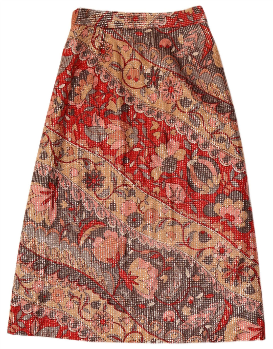 Saia midi feminina vintage W26 pequena floral multicolorida