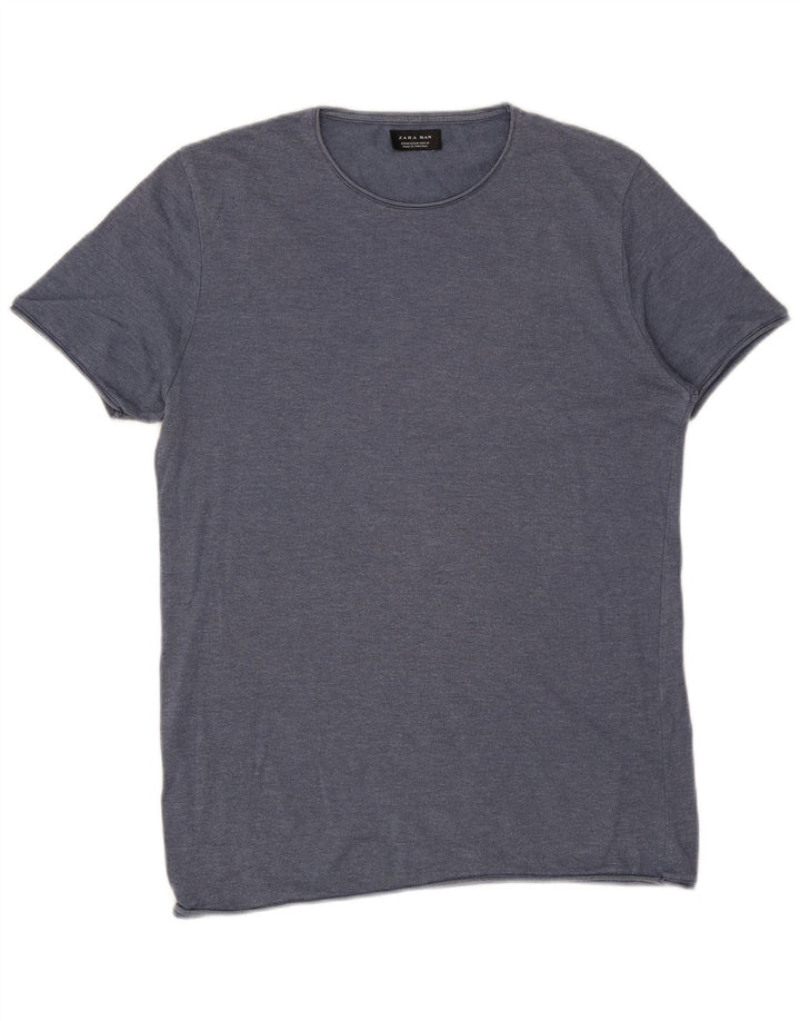 Camiseta masculina Zara Top médio azul marinho