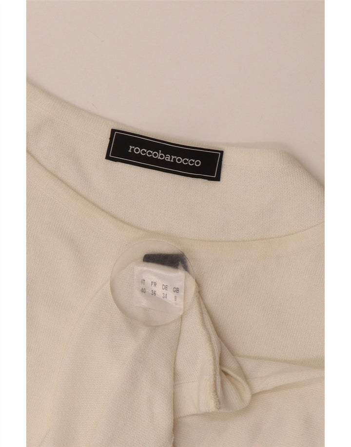Blusa cropped feminina Roccobarocco UK 8 pequena branca
