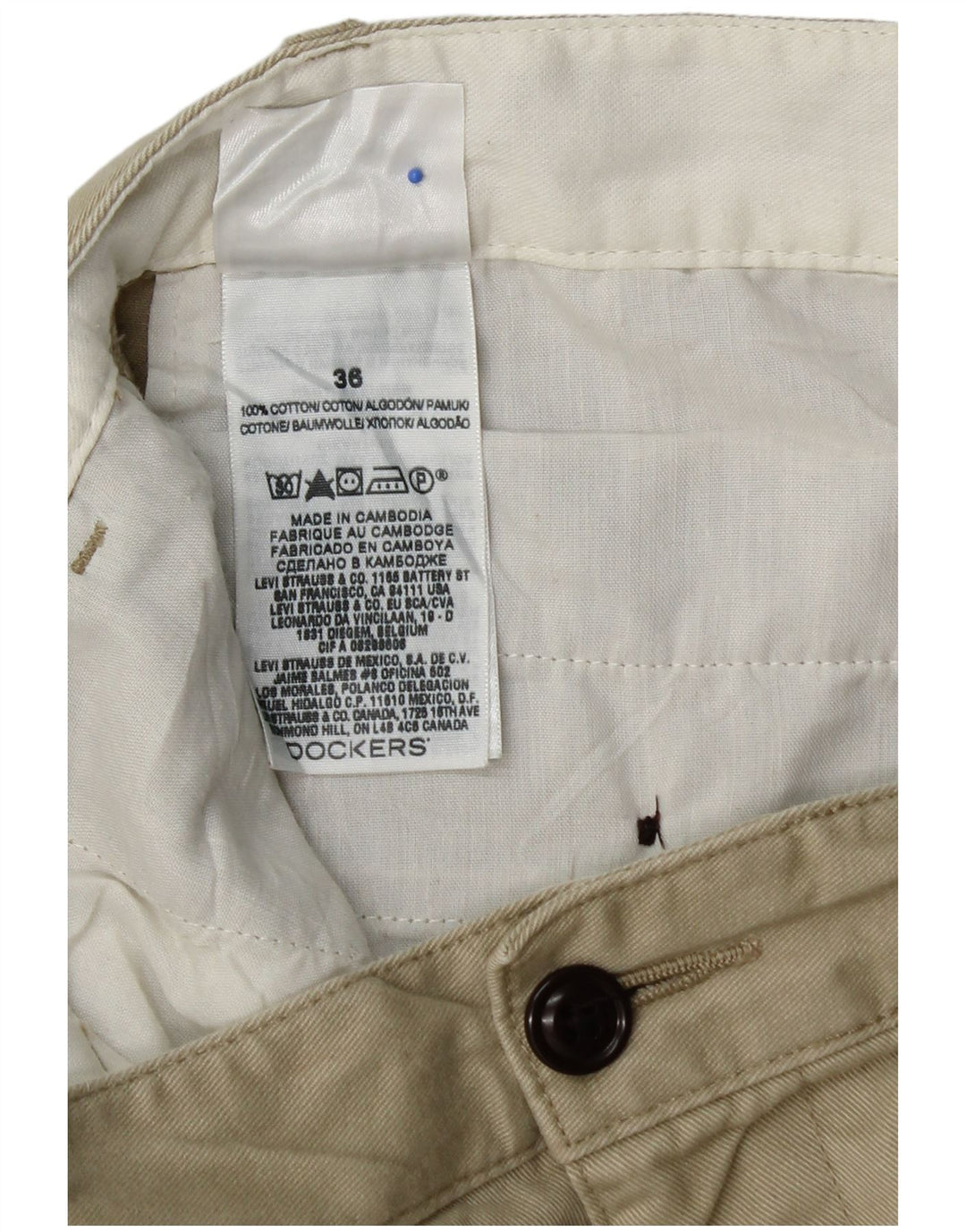 Shorts cargo masculino DOCKERS W36 grande algodão bege