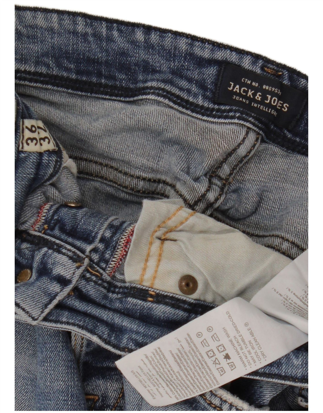 JACK & JONES Shorts jeans masculino desgastado W36 grande algodão azul