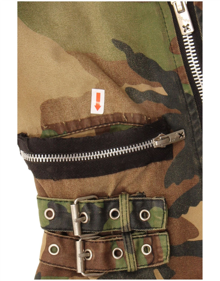 Jaqueta militar feminina TRIPP NYC UK 10 algodão camuflado cáqui pequeno