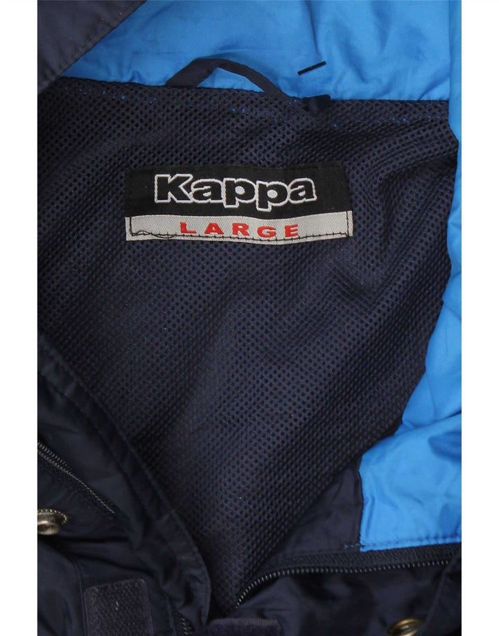 Jaqueta corta-vento masculina Kappa UK 40 grande bloco colorido azul marinho