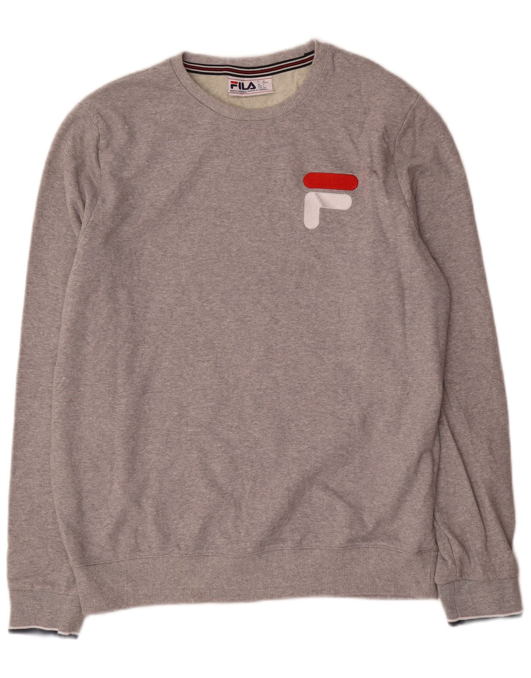 Fila moletom gráfico masculino jumper grande cinza poliéster