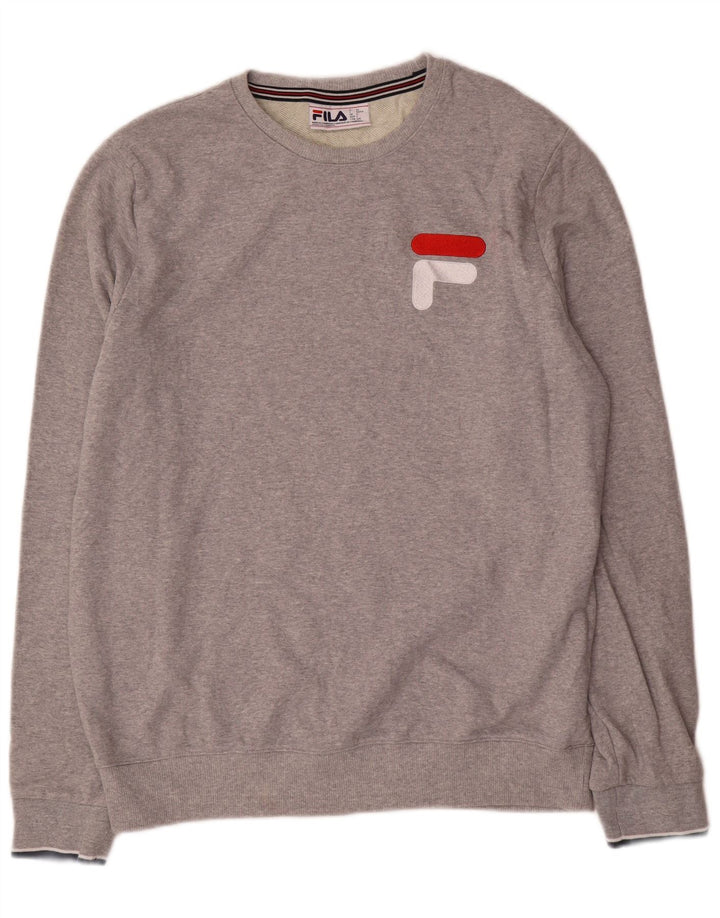 Fila moletom gráfico masculino jumper grande cinza poliéster