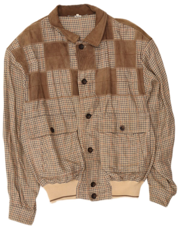 Jaqueta bomber masculina Breco IT 52 XL marrom houndstooth algodão