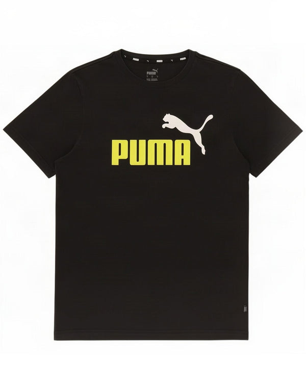 Puma Mens Graphic T-Shirt Top Pequeno Algodão Preto