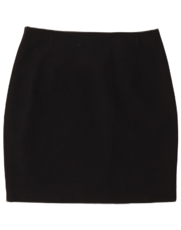 Minissaia feminina Marks & Spencer Reino Unido 12 médio W30 poliéster preto