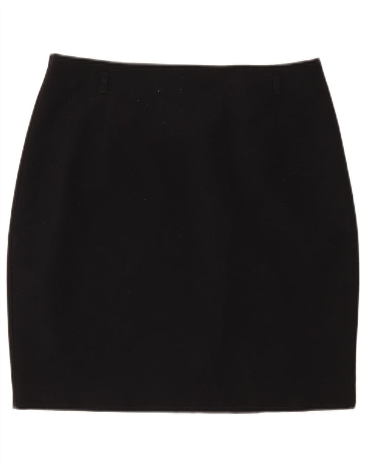 Minissaia feminina Marks & Spencer Reino Unido 12 médio W30 poliéster preto
