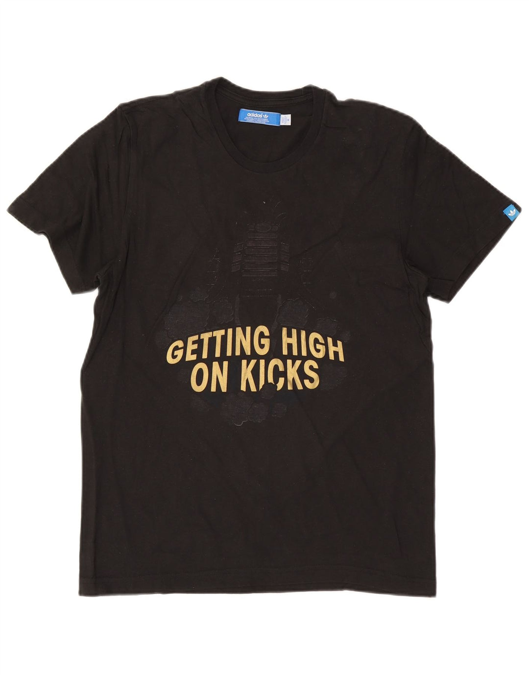 ADIDAS Mens Graphic T-Shirt Top Médio Algodão Preto
