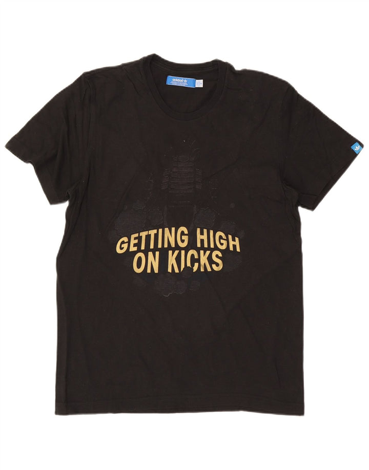 ADIDAS Mens Graphic T-Shirt Top Médio Algodão Preto
