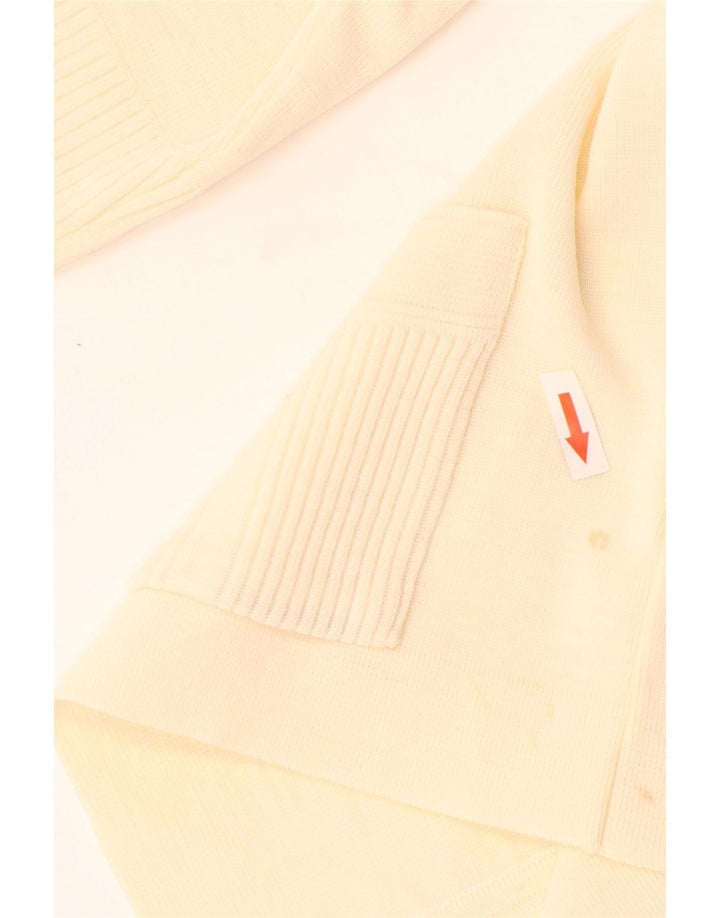 Suéter Cardigan Feminino Vintage Reino Unido 14 Grande Bege Poliacrílico