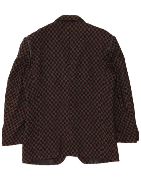 Jaqueta blazer masculina vintage com 2 botões Reino Unido 38 xadrez marrom médio