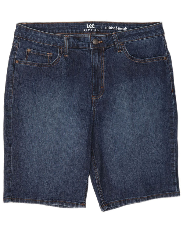 Lee Womens Riders Mid Rise Bermuda Jeans Shorts US 14 XL W34 Azul Algodão