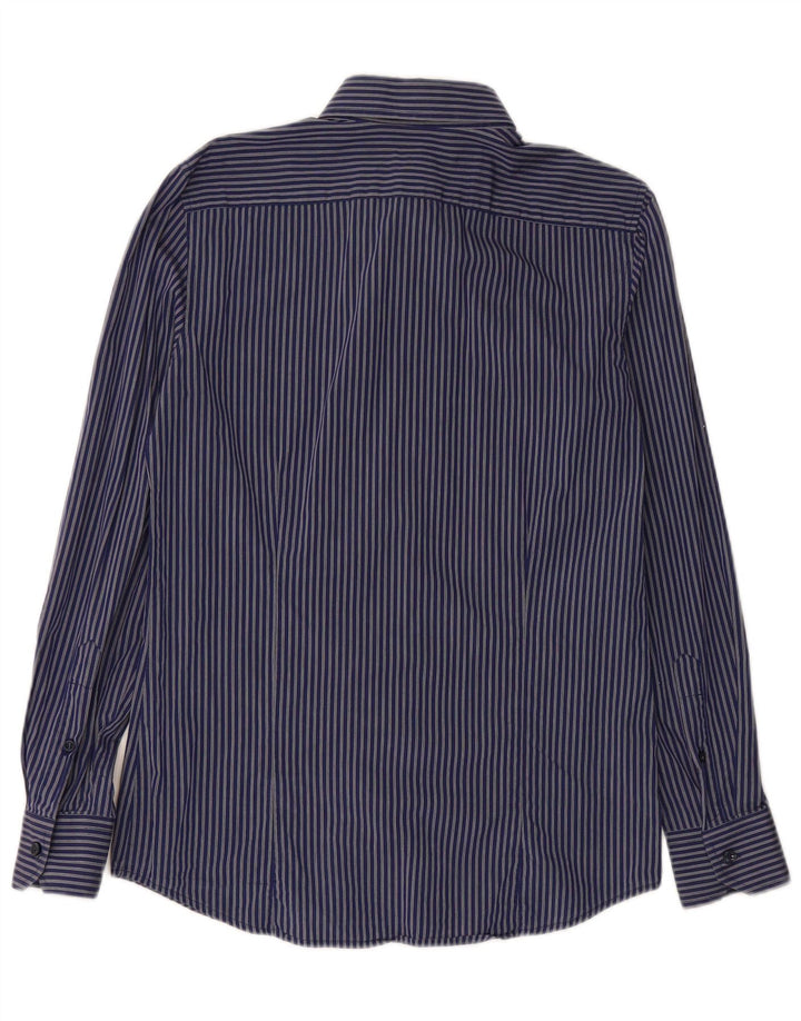 Camisa masculina BENETTON média listrada azul marinho