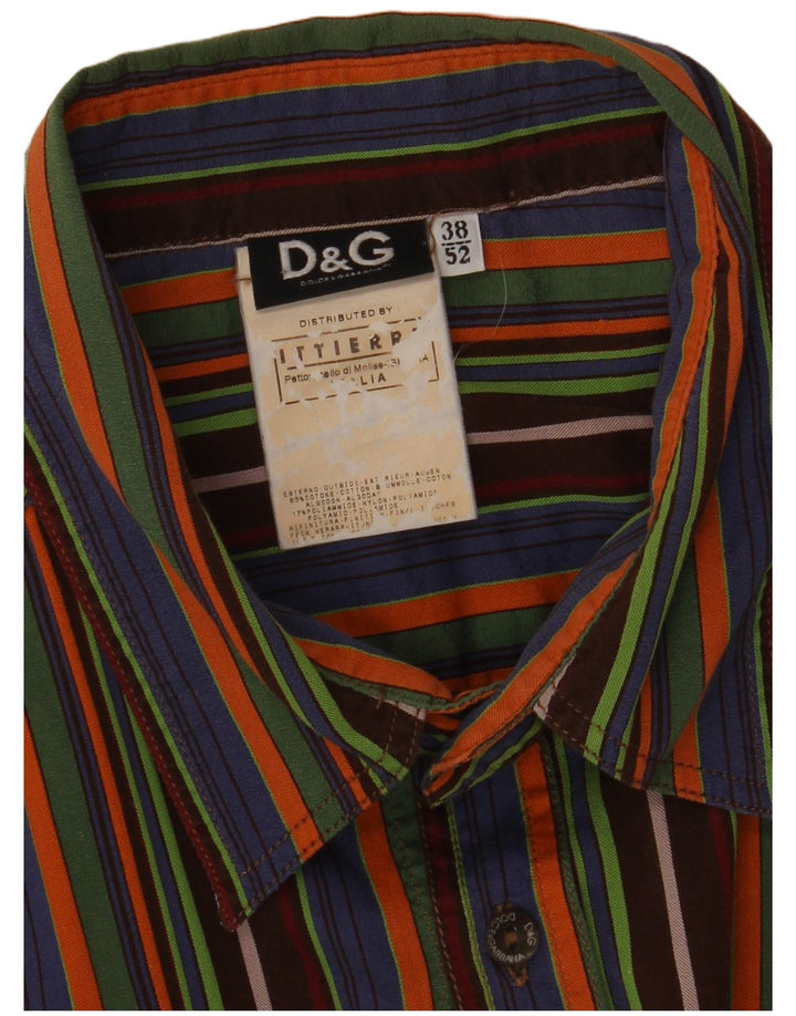 Camisa masculina Dolce & Gabbana tamanho 38 médio algodão listrado multicolorido