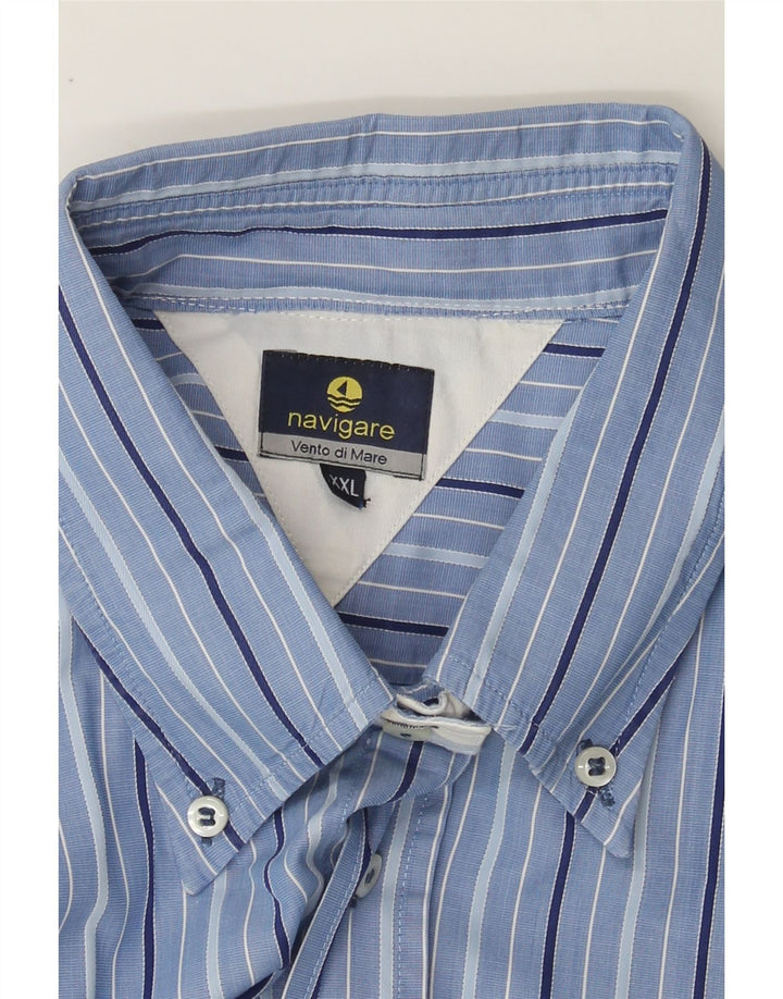 NAVIGARE Mens Shirt 2XL Blue Striped Vintage Navigare and Second-Hand Navigare from Messina Hembry 