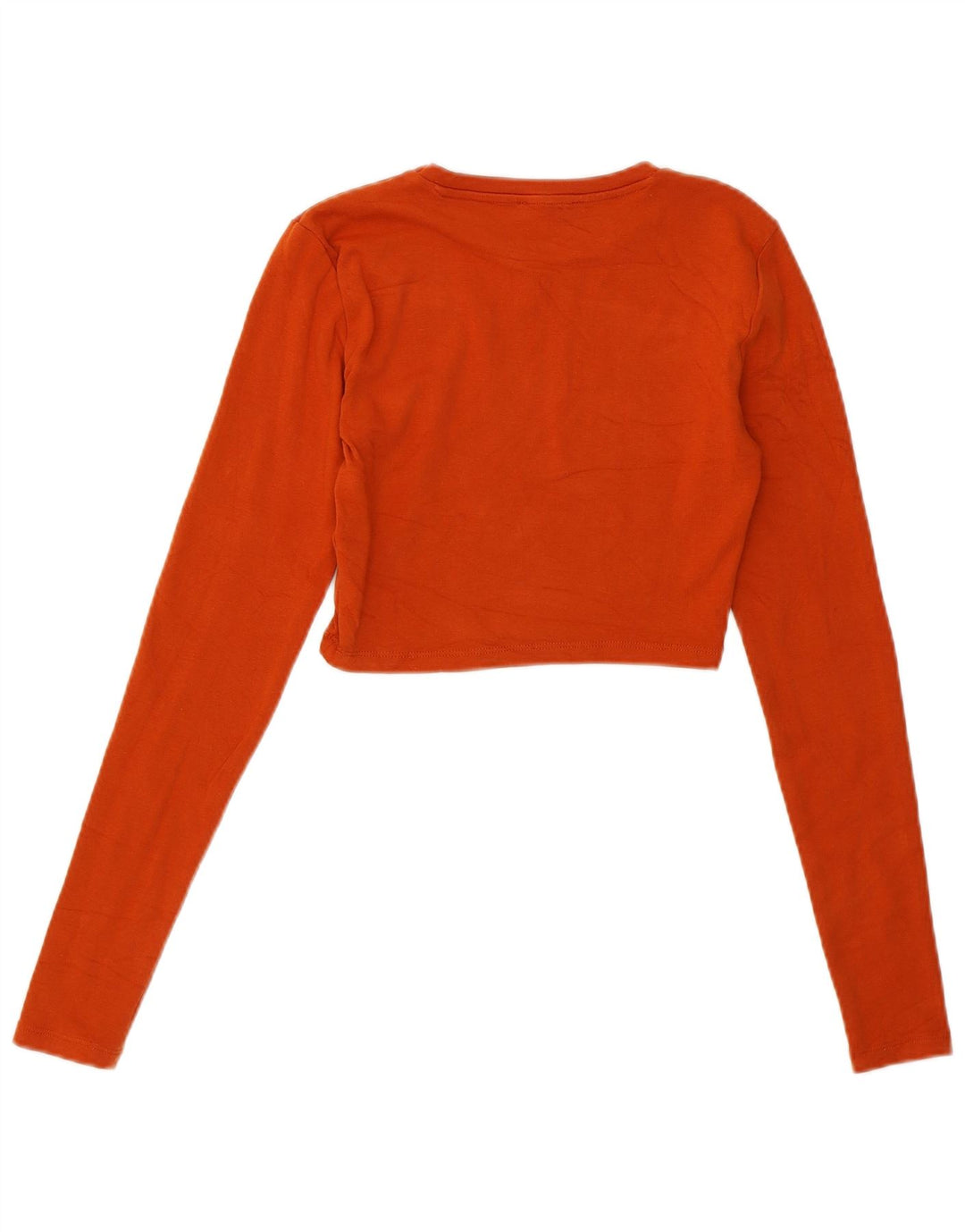 Zara Womens Crop Top Manga Longa Reino Unido 12 Algodão Marrom Médio