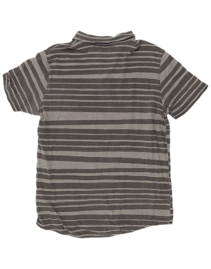 Camisa polo masculina Paul Smith de algodão listrado cinza médio
