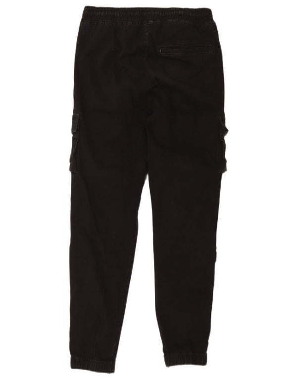 Hollister Mens Crop Joggers Cargo Calças XS W30 L26 Algodão Preto