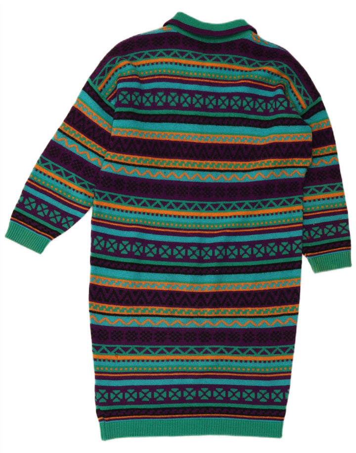 Vestido polo feminino de malha de manga comprida STEFANEL Reino Unido 14 verde médio geométrico