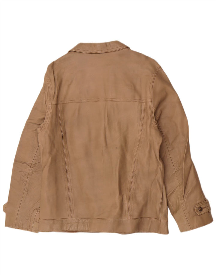 Jaqueta de couro feminina vintage IT 50 XL bege