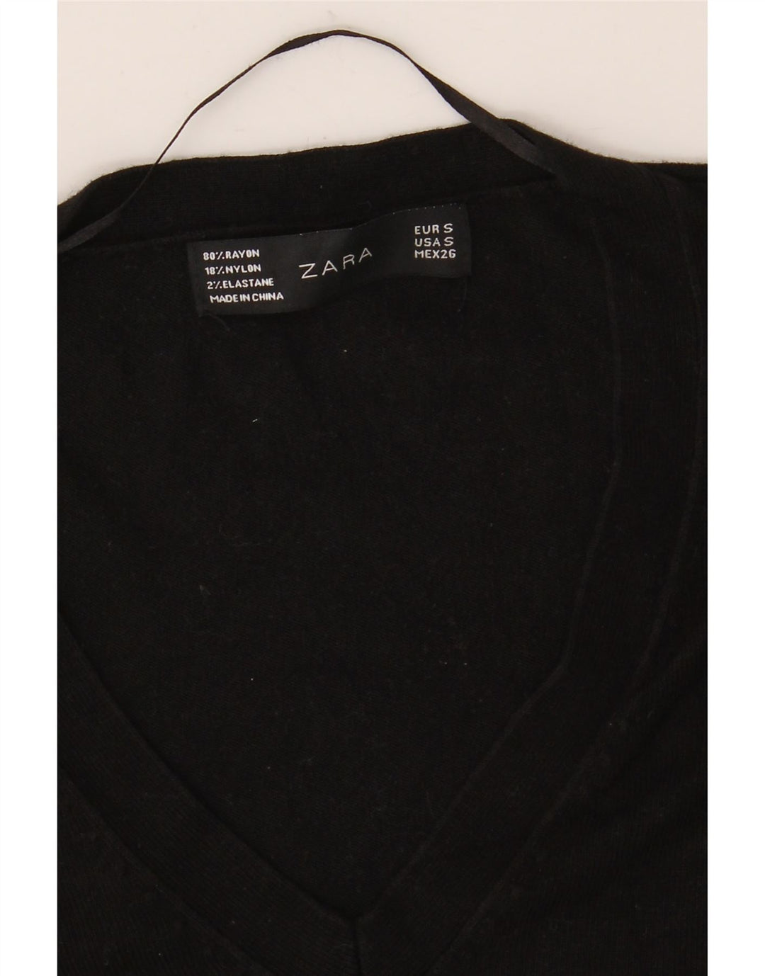 Suéter feminino Zara com decote em V Reino Unido 10 pequeno preto