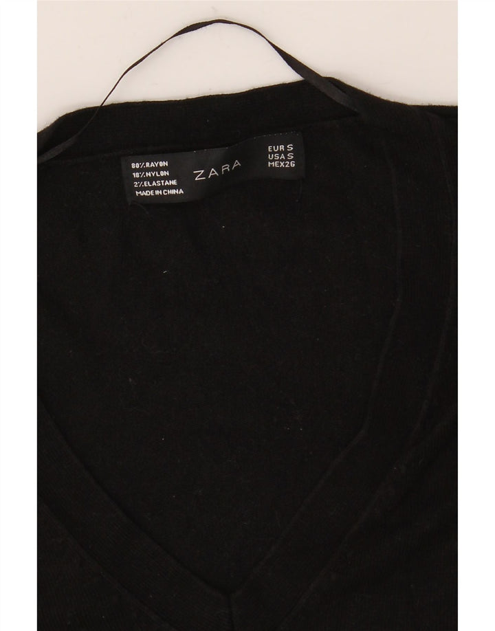 Suéter feminino Zara com decote em V Reino Unido 10 pequeno preto
