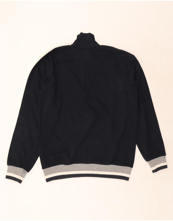 Moletom masculino Champion com zíper e gola alta, grande, azul marinho, algodão colorblock