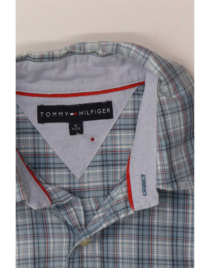 Camisa masculina Tommy Hilfiger pequena xadrez azul