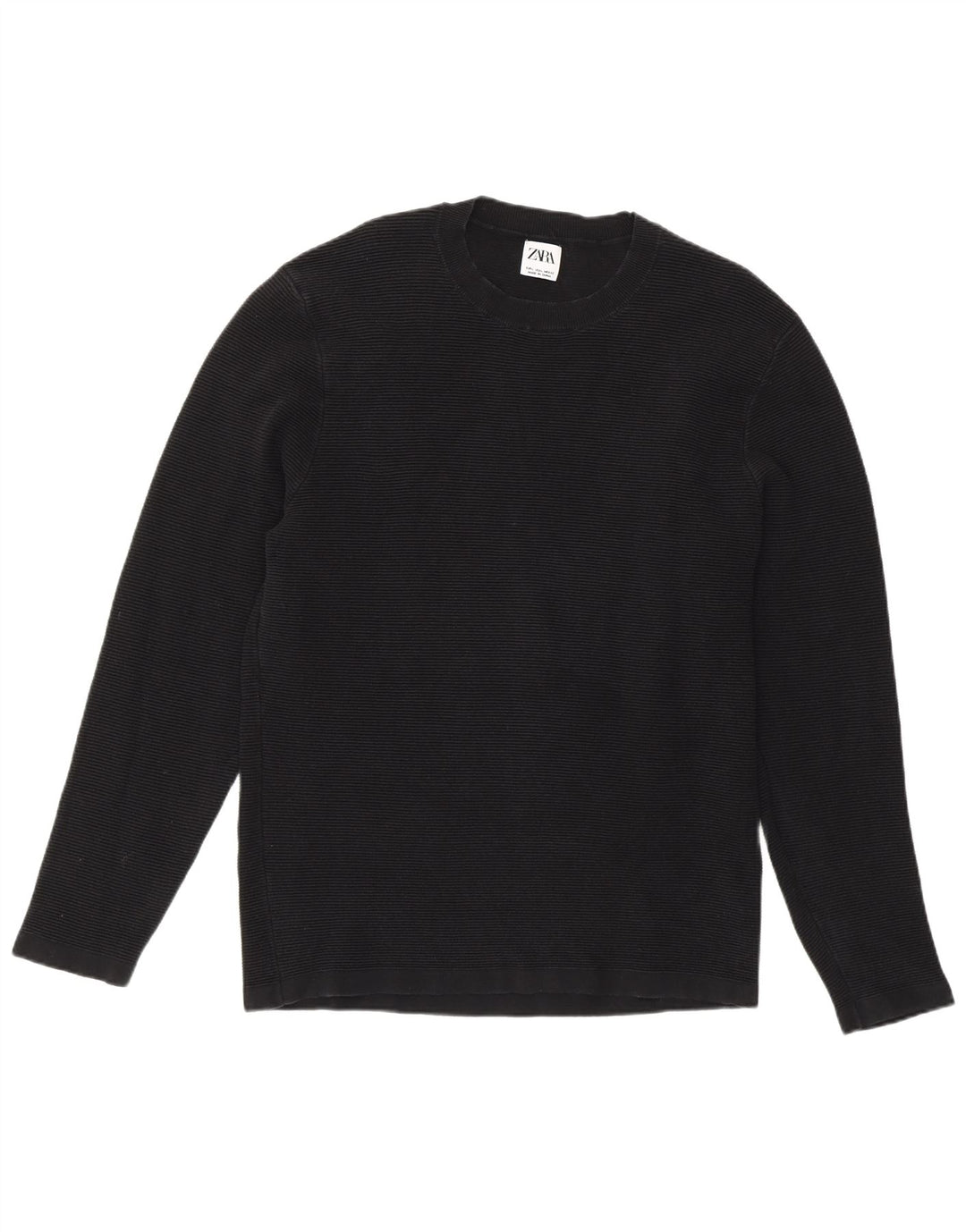Zara Suéter masculino com gola redonda grande preto