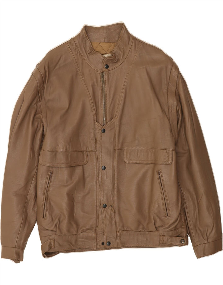 VINTAGE Mens Leather Jacket IT 52 XL Brown Leather Vintage Vintage and Second-Hand Vintage from Messina Hembry 
