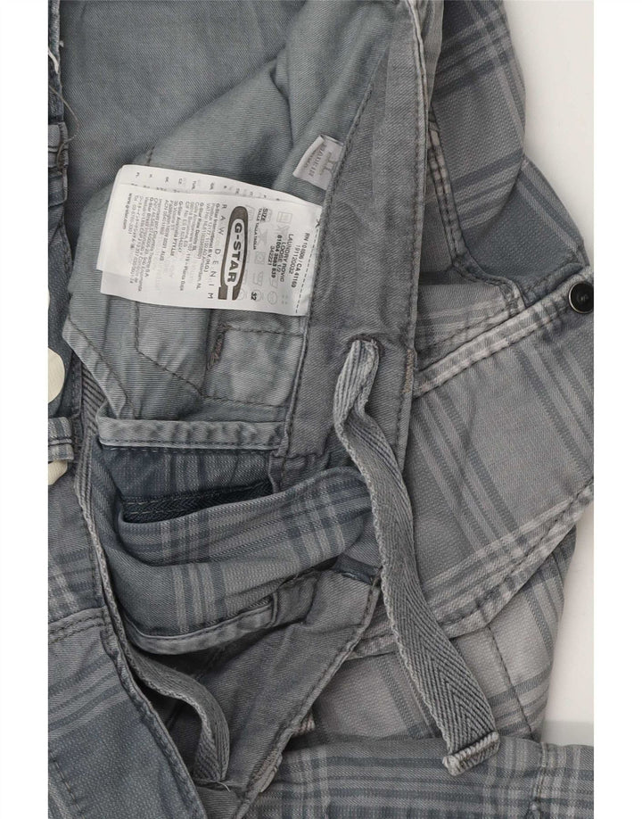 Shorts cargo masculino G-Star W32 algodão xadrez cinza médio