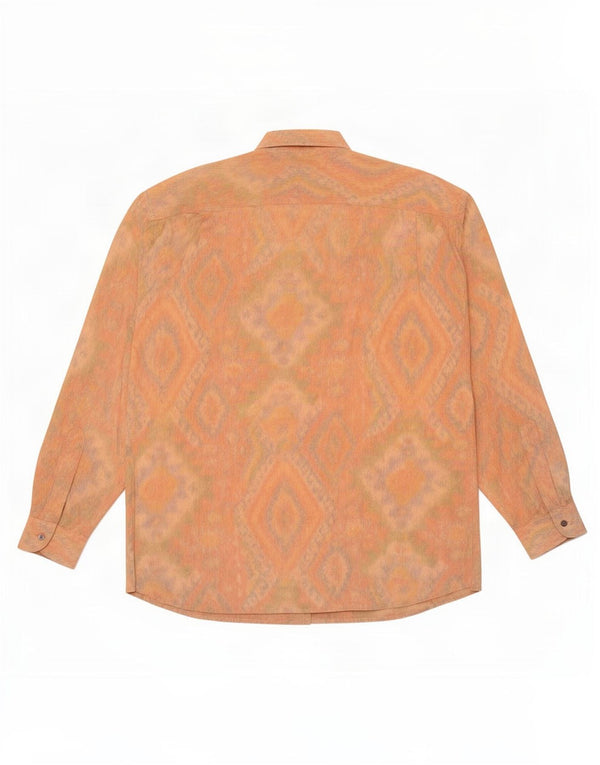 Camisa masculina Walter Wolf tamanho 44 XL laranja algodão geométrico