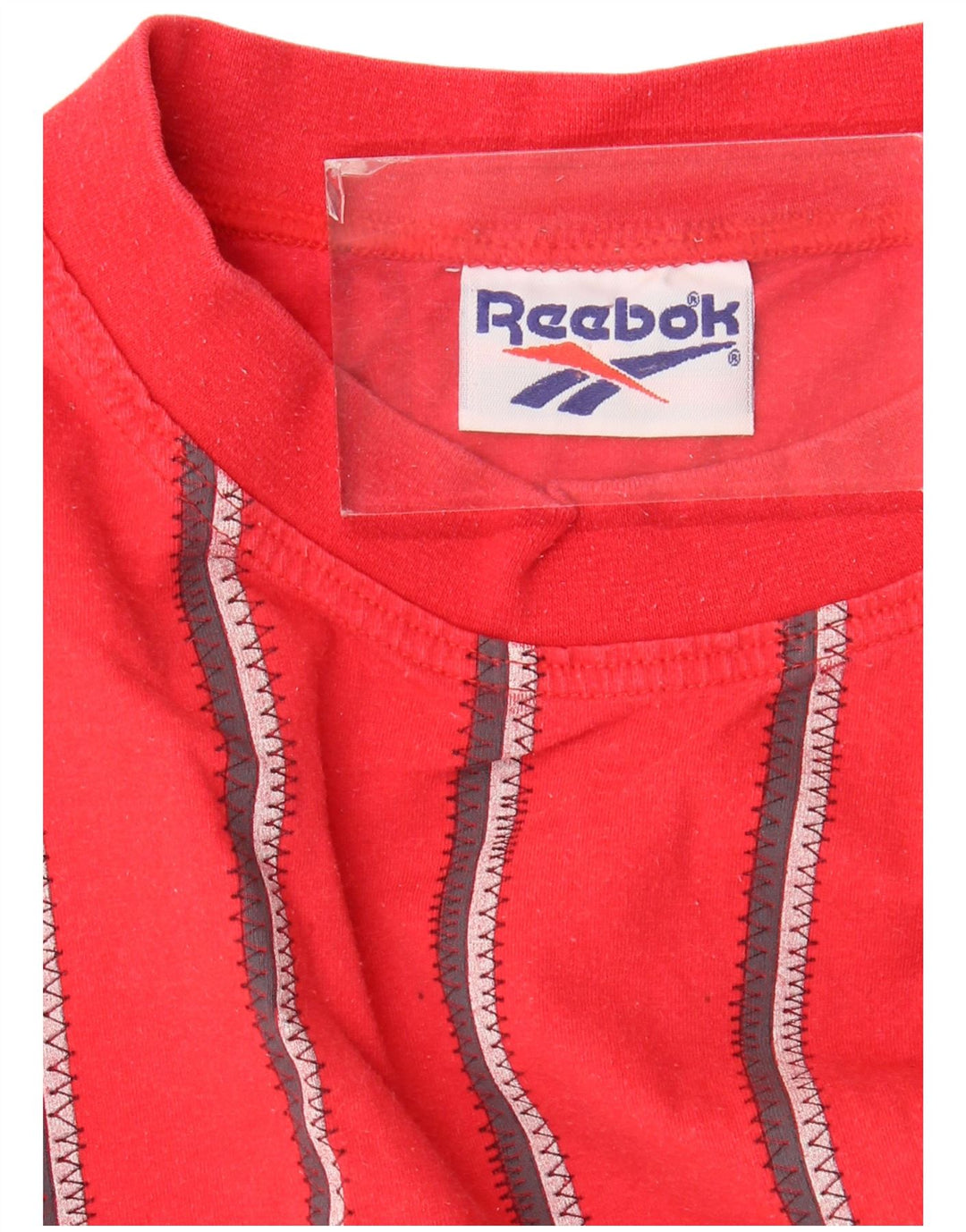 Camiseta masculina Reebok Top médio listrado vermelho algodão