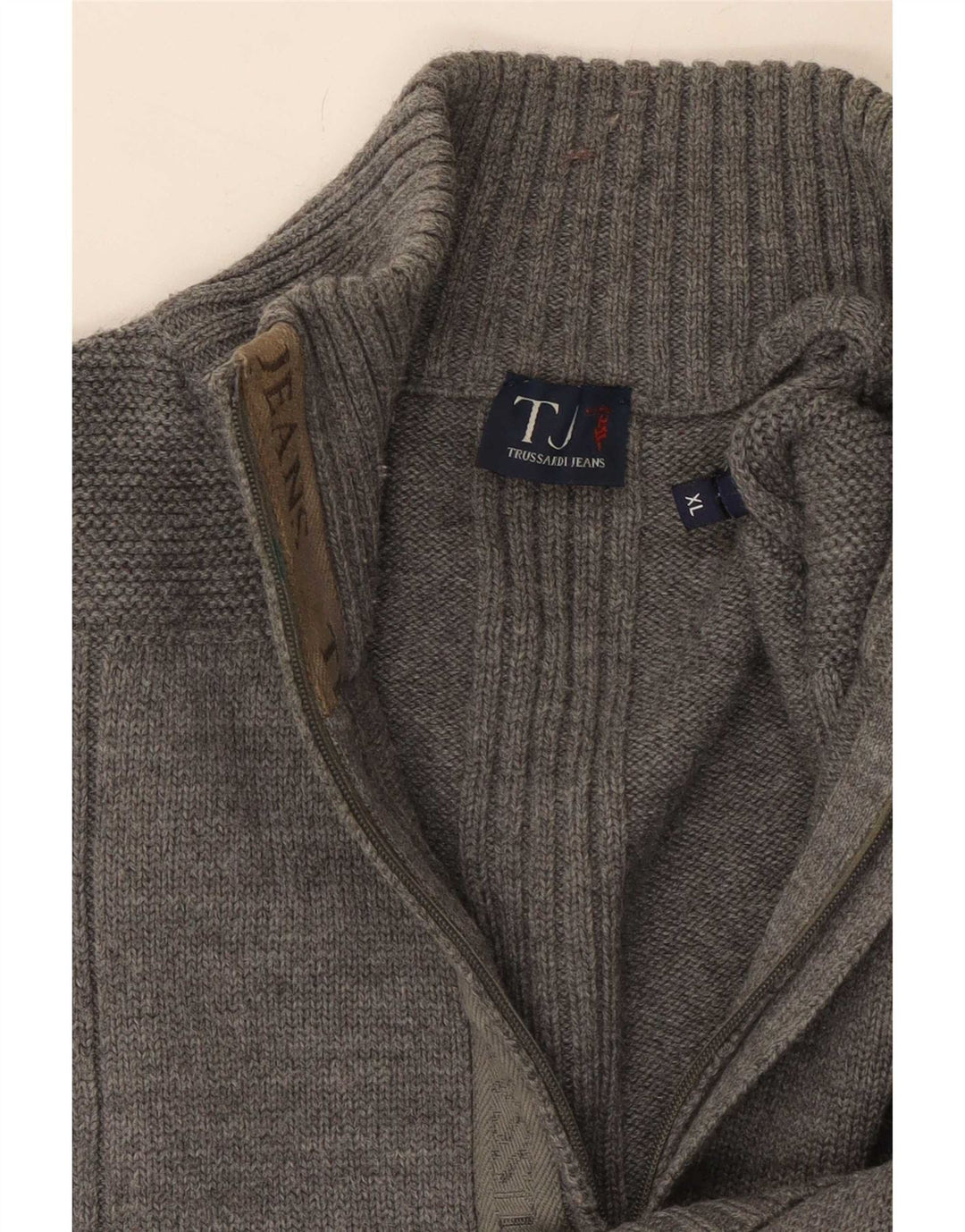Suéter masculino Trussardi Jeans com zíper e gola XL cinza
