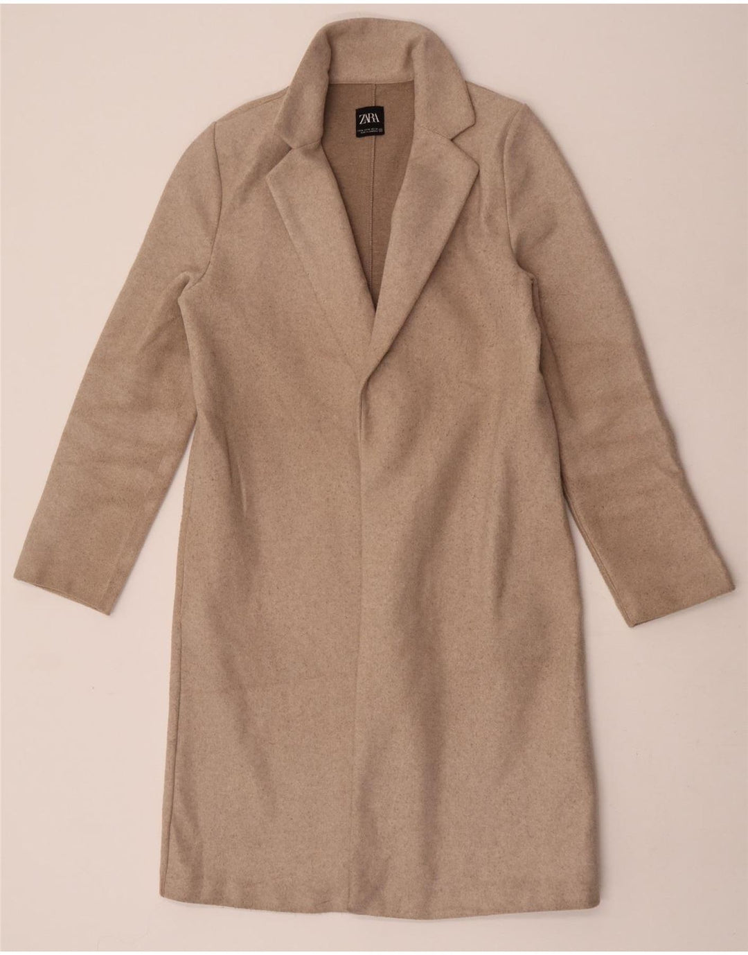 Sobretudo feminino Zara UK 12 poliéster bege médio