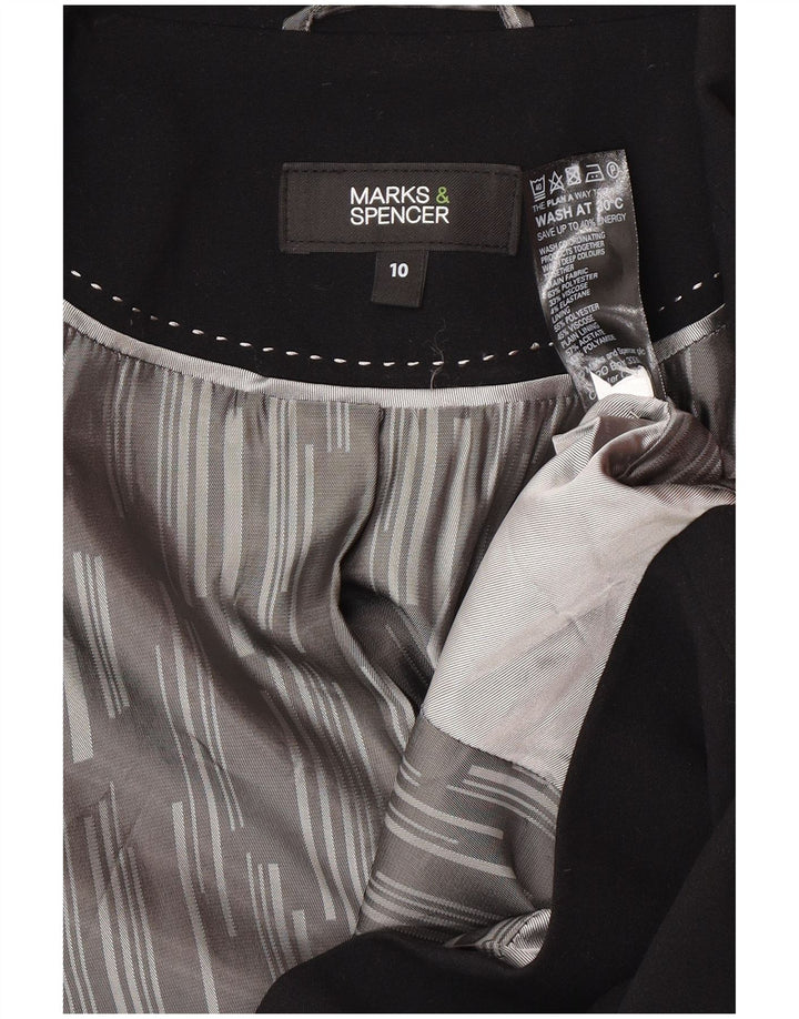 Jaqueta blazer feminina Marks & Spencer com 1 botão Reino Unido 10 pequena preta poliéster