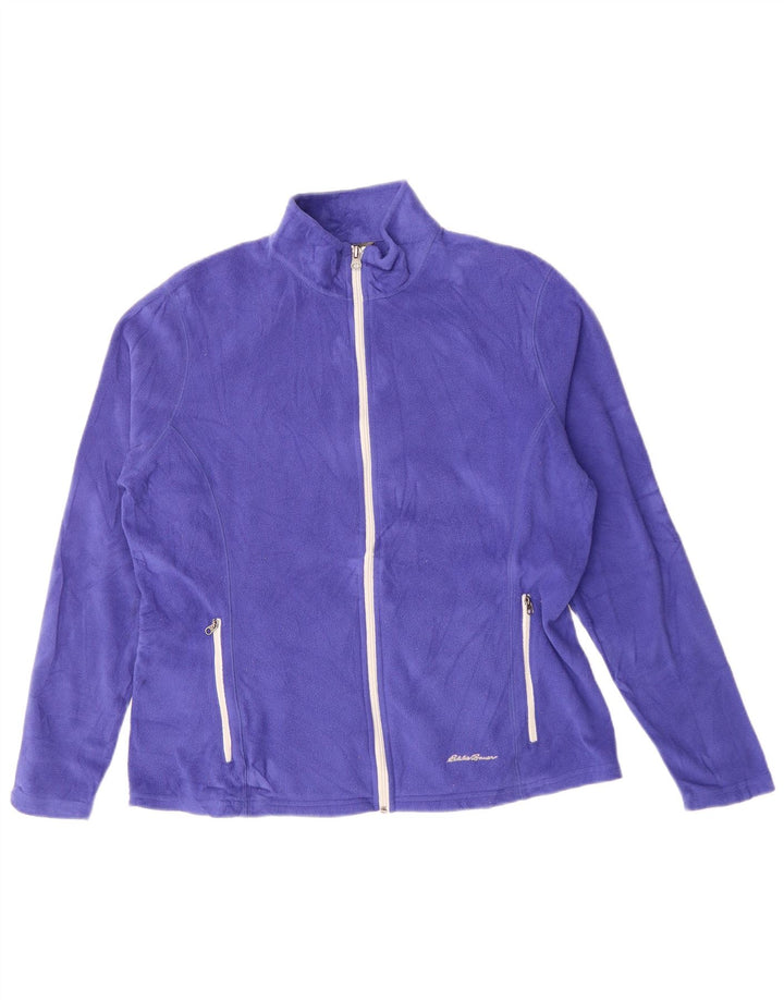 Jaqueta de lã feminina Eddie Bauer UK 16 grande poliéster roxo
