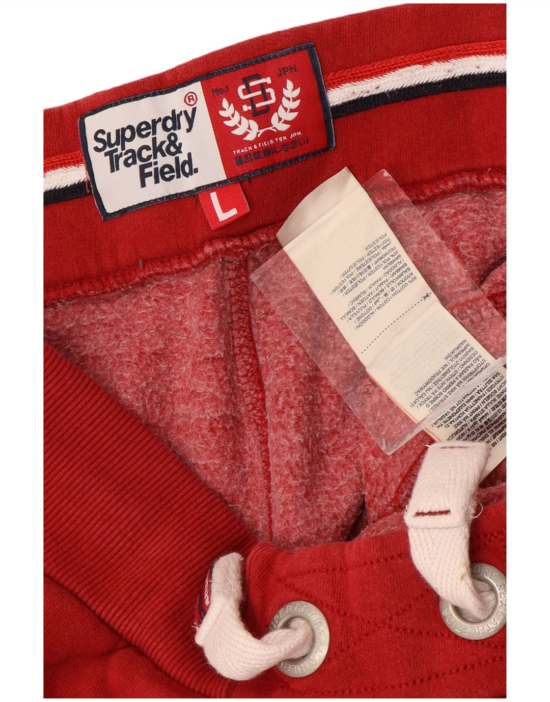 Calça esportiva masculina SUPERDRY com estampa de atletismo e corrida grande vermelha