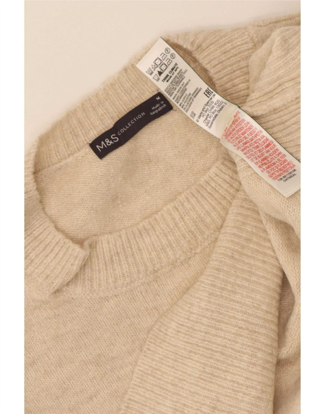 Regata feminina Marks & Spencer com colete Reino Unido 14 acrílico bege médio