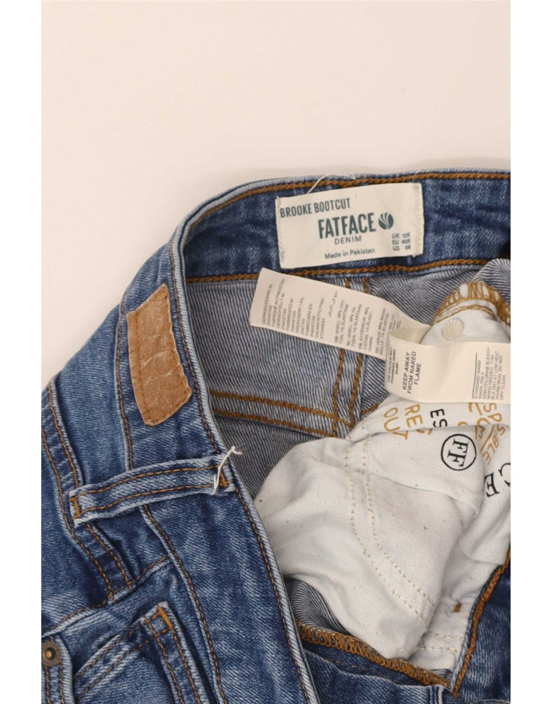Calça jeans feminina Fat Face Bootcut UK 12 médio W30 L29 algodão azul